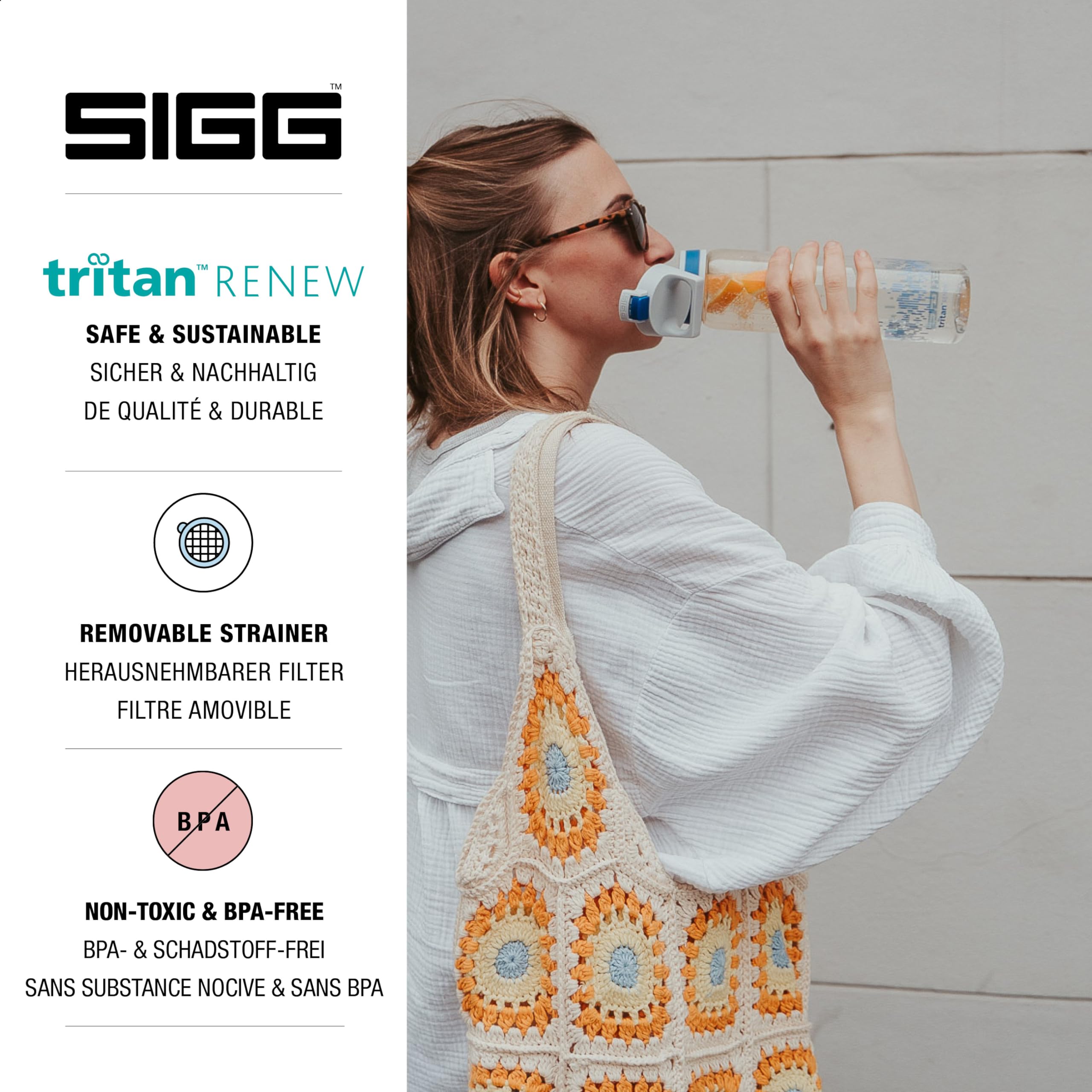 SIGG - Tritan Water Bottle - Total Clear ONE MyPlanet Blue - Suitable For Carbonated Beverages - Dishwasher Safe - Leakproof - Lightweight - Scratch Resistant - BPA Free - 25 oz
